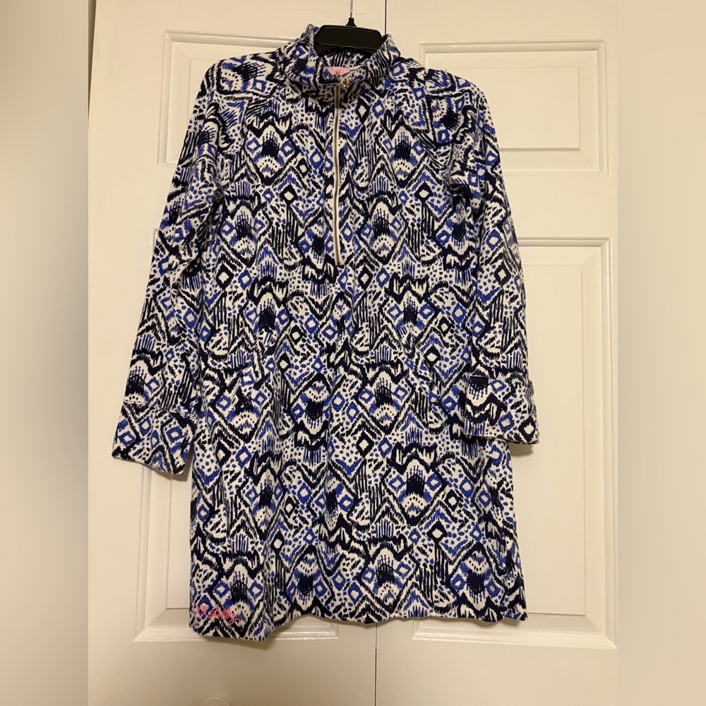 Lilly Pulitzer Geometric Blue and Black Skipper Dress